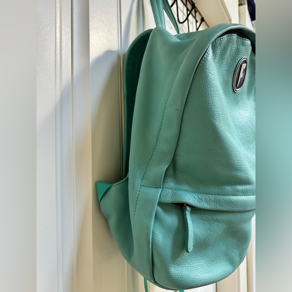 John Fluevog Rhiannon Traditional Backpack in Turquoise Leather 14” by 11” by 8” - Picture 4 of 15